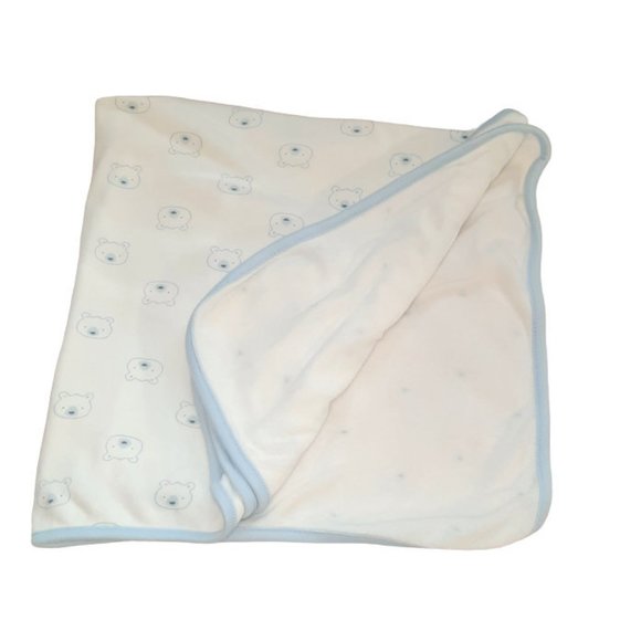 Carter's Child of Mine Blue Bear Swaddle Receiving White Blanket 26" X 28" - Picture 2 of 5